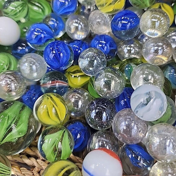 Marbles Mixed Lot More Than 2lbs White Orange Clear Cats Eyes Green & More - Picture 3 of 6